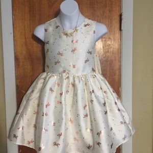 Cream/ gold unicorn btween dress sz:7